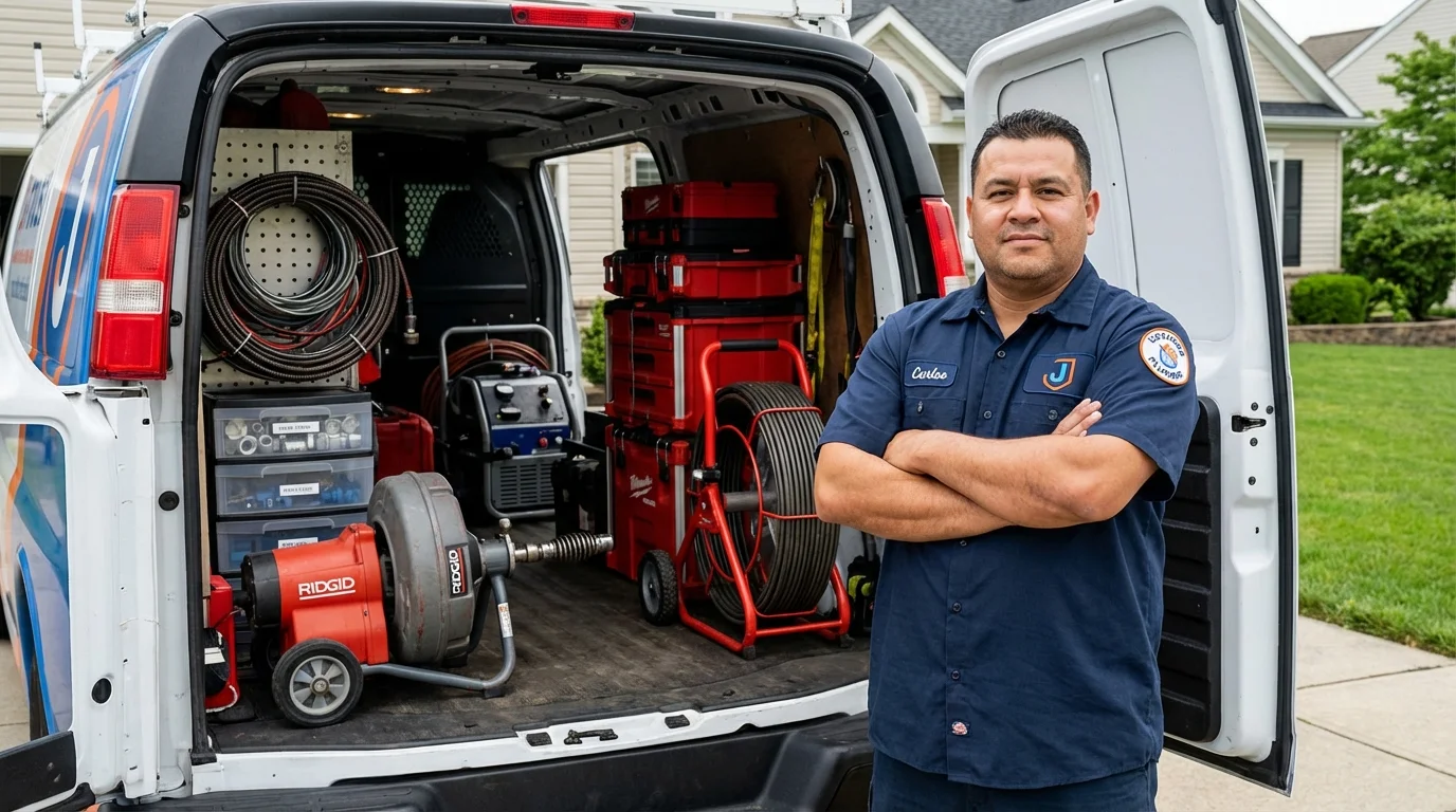 Professional drain cleaning equipment and Johns Plumbing LLC plumber in La Pryor