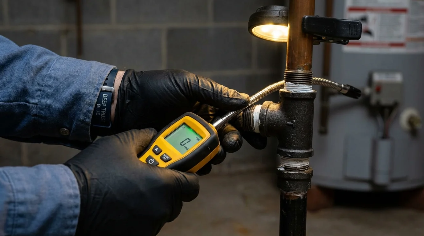 Gas leak detection with electronic sniffer by Johns Plumbing LLC in La Pryor